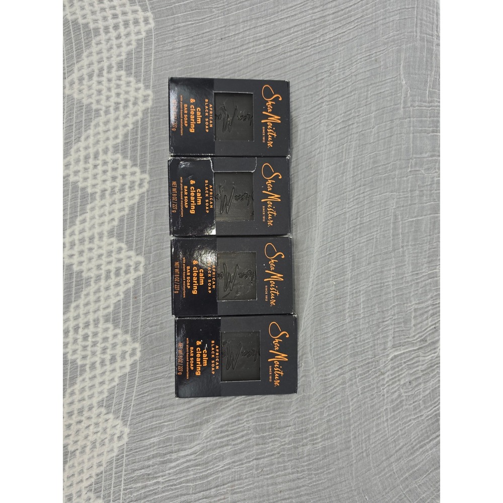 SheaMoisture African Black Soap Calm & Clearing Bar Soap 8 oz Lot of 4